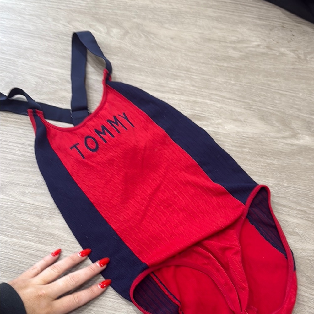 Tommy Hilfiger Red and Navy Swimsuit - Picture 2 of 3